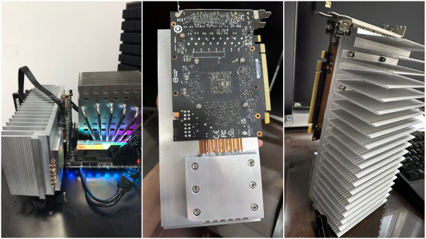 Modder straps a 2.5kg heatsink to an RTX 4060 for completely fanless cooling