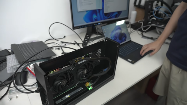 Snapdragon X Elite laptop runs Cyberpunk 2077 using an RTX 4060 eGPU with the help of an RTX Spark development driver