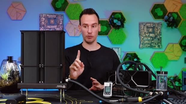 Overclocker der8auer replaces an AIO radiator's fans with a 3D-printed chimney, image credit: YouTube/der8auer.