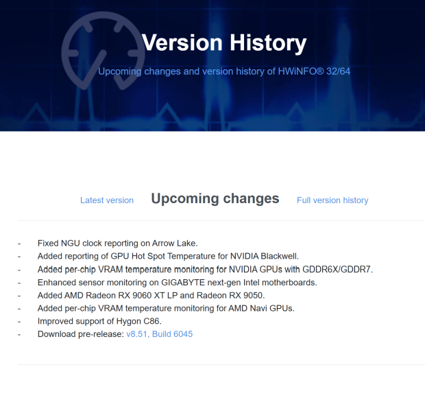 Per-chip VRAM temperature monitoring arrives on AMD Navi GPUs with new HWiNFO64 pre-release version 3