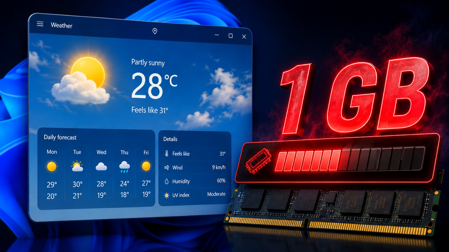 Windows 11 weather app uses more than 1GB RAM on its own