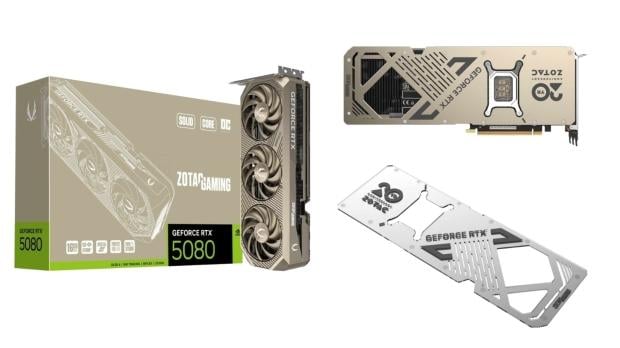 ZOTAC's 20th Anniversary Edition GeForce RTX 5080 features a titanium colorway and mirror-like backplate 1