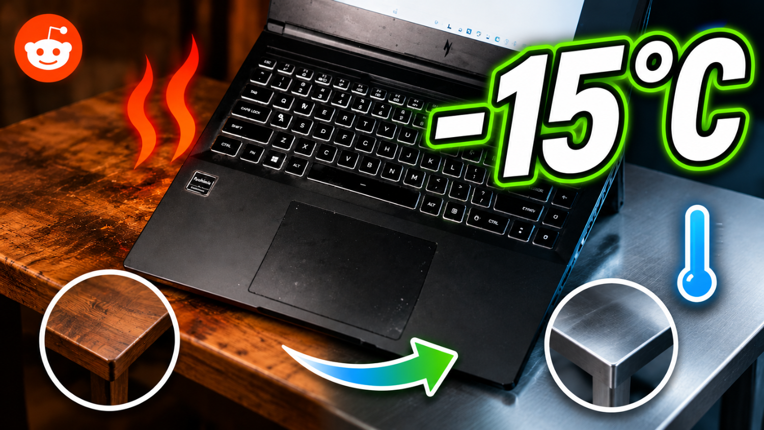 Redditor improves his gaming laptop temps by 15C simply by changing the table