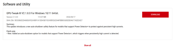 GPU Tweak III can now detect and shut down a PC when a 12V-2x6 graphics card goes over a certain current limit 2