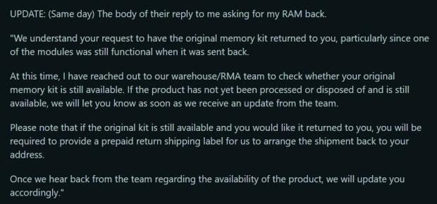 Crucial offers a $250 refund for a RAM kit that costs $1,800, forgets to ship back the working module 1