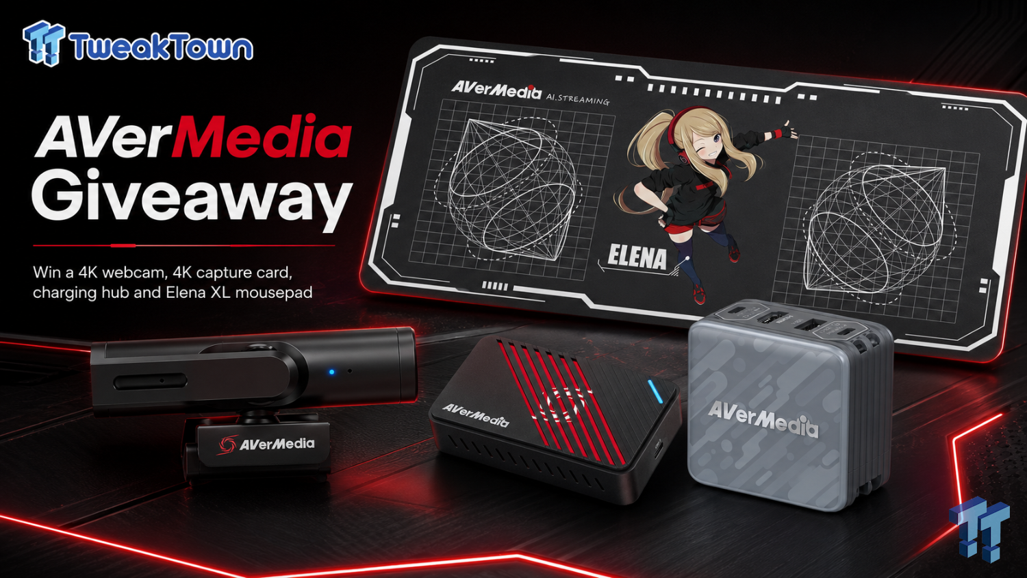 Win an AVerMedia 4K Webcam, Capture Card, Charging Hub and Mouse Pad