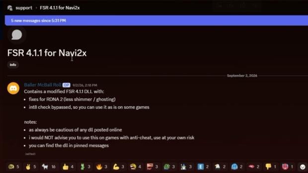 OptiScaler modders release FSR 4.1.1 update for RDNA 2 with shimmering and ghosting improvements over FSR 4.0.2 2