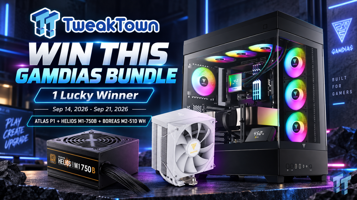 Giveaway: Win a GAMDIAS ATLAS P1 Case, HELIOS 750W PSU, and BOREAS Digital CPU Cooler