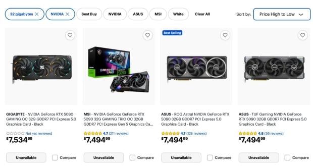 RTX 5090 stock dries up as prices soar past $10,000 3
