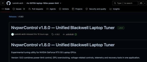 New modding tool raises RTX 5090 laptop GPU power limit up to 225W 2