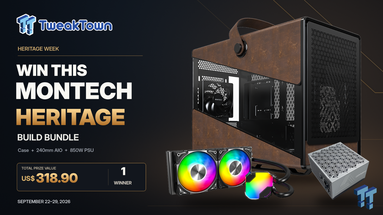 Giveaway: Win a MONTECH Heritage PRO case, 240mm AIO, and 850W PSU Bundle