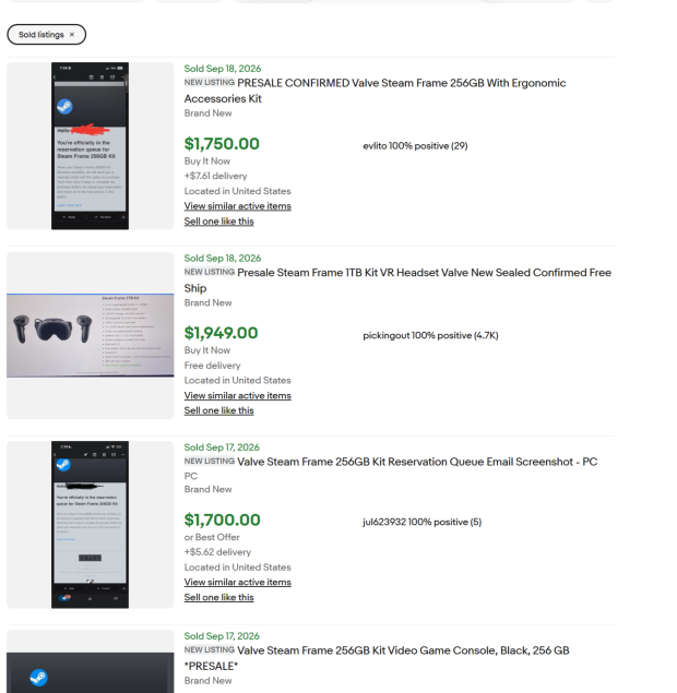 Scalpers are already listing Steam Frame reservations on eBay for up to $2,000 1