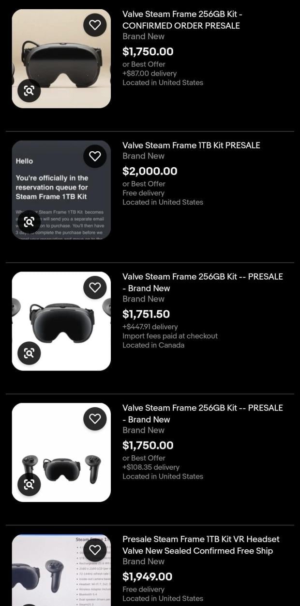 Scalpers are already listing Steam Frame reservations on eBay for up to $2,000 2