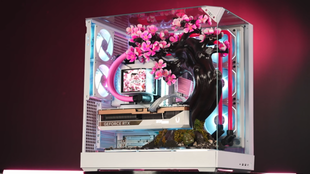 Open enlarged image AFTERSHOCK's $14,200 Cherry Bloom gaming PC uses titanium flowers that bloom with heat