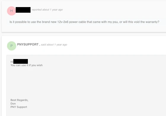 PNY denied melted RTX 5090 claim over using PSU-supplied 12V-2x6 cable instead of its own branded one 2