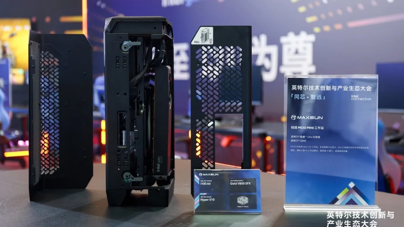 MAXSUN removes the PCIe x16 slot from a Z890 Mini-ITX motherboard and routes the GPU over MCIO instead