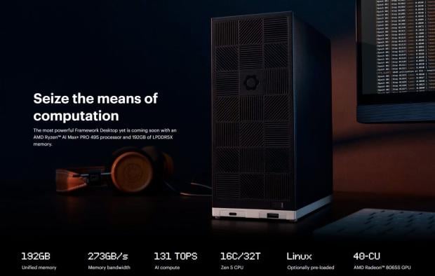 Framework Desktop with 192 GB unified memory opens pre-orders September 30 1