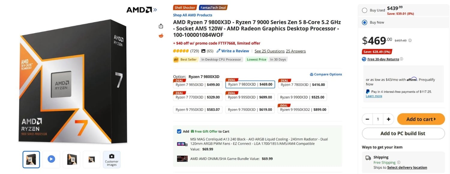 Ryzen 7 9800X3D drops to $429 with a free cooler and game as AMD cuts ...