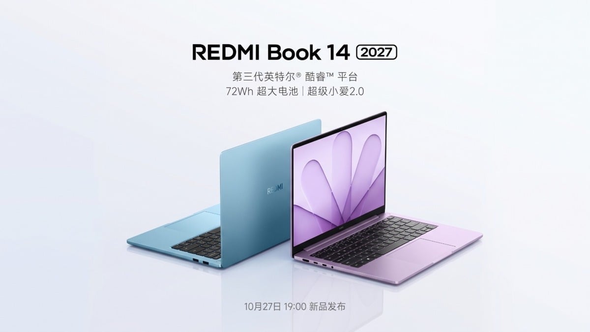 Xiaomi confirms REDMI Book 2027 laptops with Intel Wildcat Lake CPUs for October 27 launch