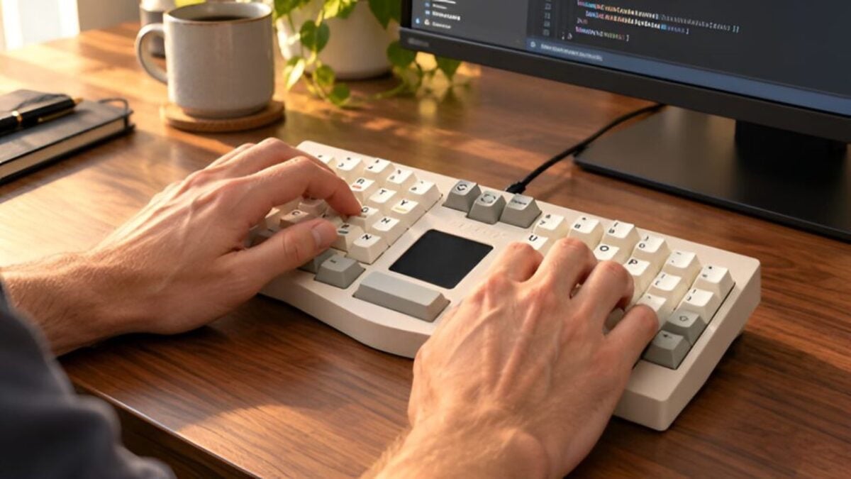 The Vantex V1 puts a touchpad in the middle of a split mechanical keyboard