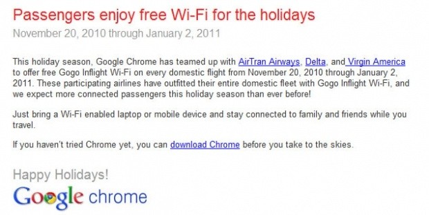Open enlarged image Google offers free Gogo Inflight WiFi to passengers for holidays | TweakTown.com