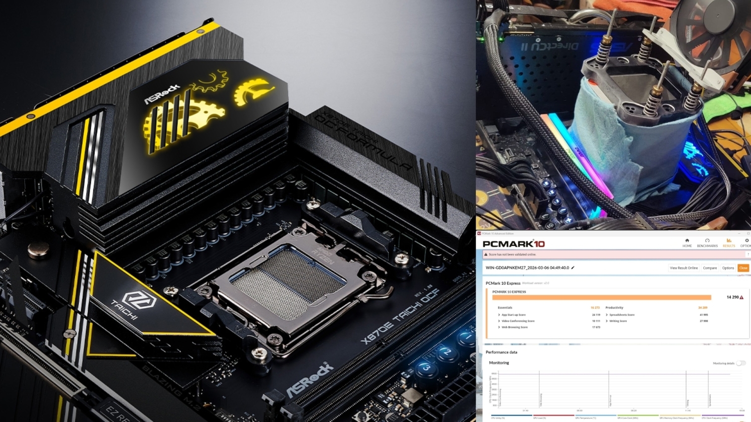 ASRock's X870E Taichi OCF motherboard and Ryzen 9 9950X3D set a