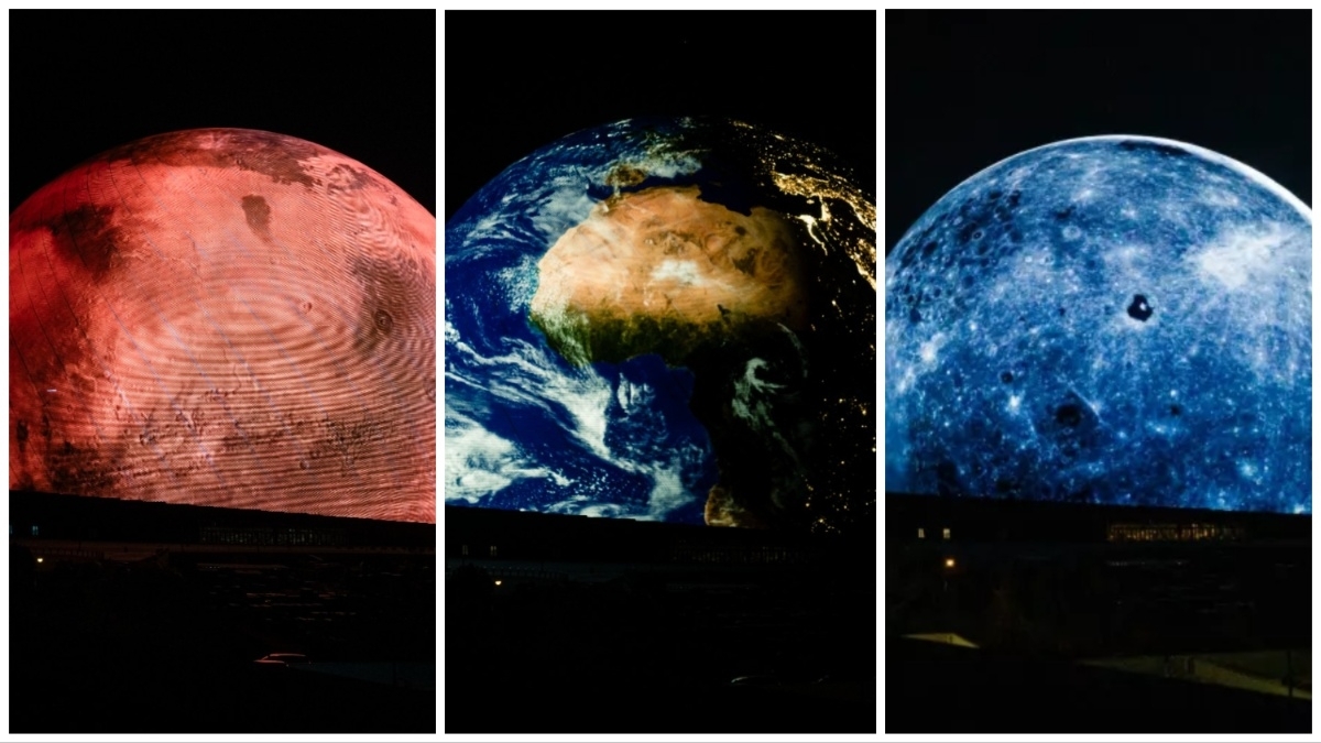 See the Las Vegas Sphere transform into Earth, Mars and the moon