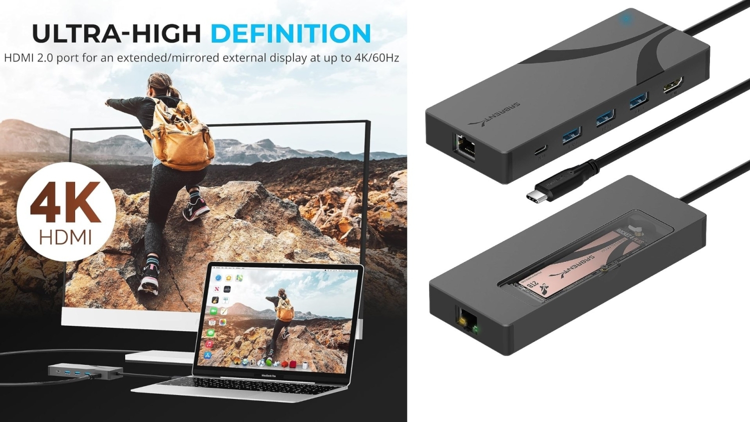 7 in 1 USB-C Hub for Asus ROG Ally SSD Adapter Sata Nvme M.2 Docking  Station 4K