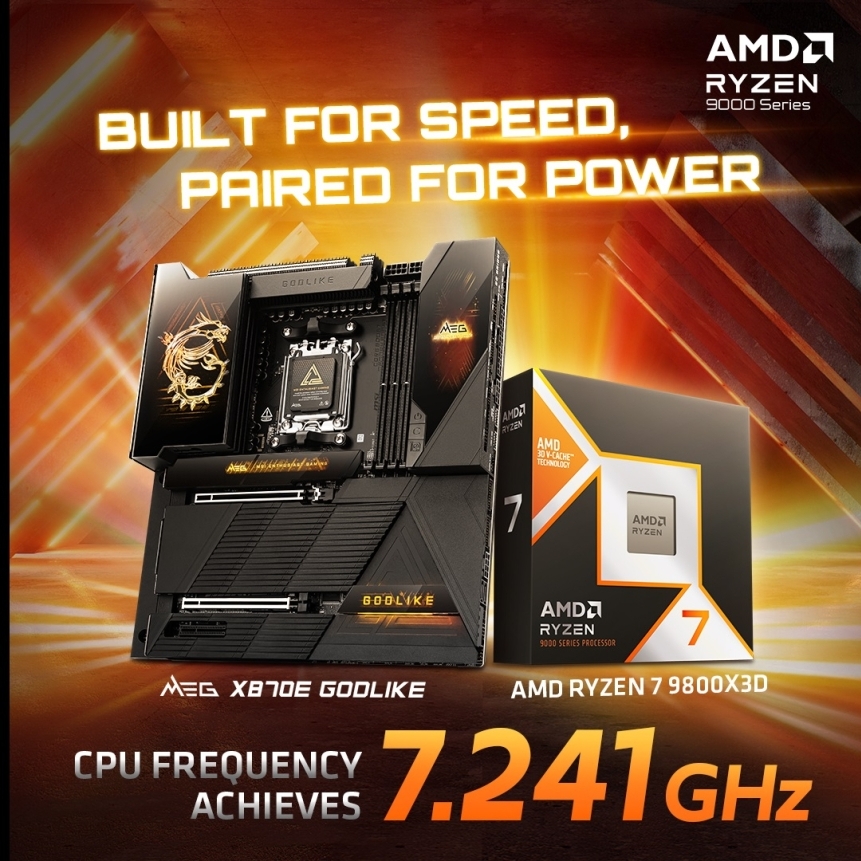 MSI overclocks AMD's new Ryzen 7 9800X3D to an incredible 7.24GHz