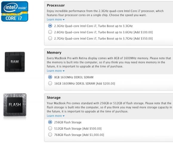 Apple offers new build-to-order configuration options for Retina MacBook Pro | TweakTown.com Apple offers new build-to-order configuration options for Retina MacBook Pro | TweakTown.com