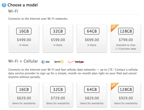 Apple 128GB iPad's go on sale today - $799 for WiFi and $929 for LTE | TweakTown.com Apple 128GB iPad's go on sale today - $799 for WiFi and $929 for LTE | TweakTown.com