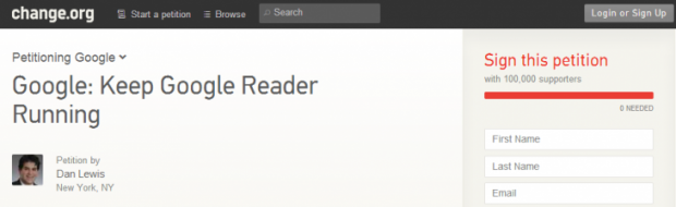 Change.org petition for Google Reader exceeds 100,000 signatures | TweakTown.com