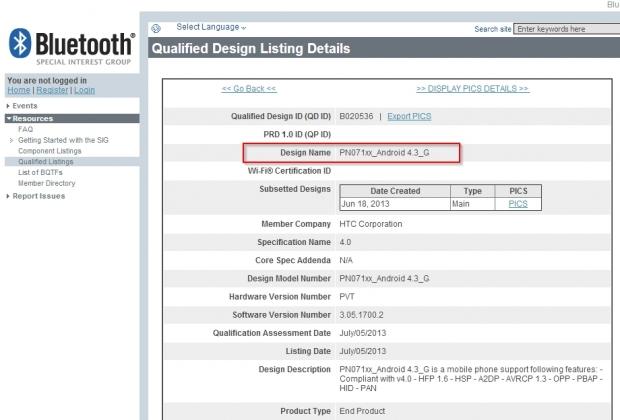 Android 4.3 version of HTC One Google Edition pops up at Bluetooth SIG 1 Android 4.3 version of HTC One Google Edition pops up at Bluetooth SIG 1