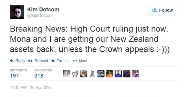 New Zealand High Court rules that Kim Dotcom can have his assets back 1 New Zealand High Court rules that Kim Dotcom can have his assets back 1