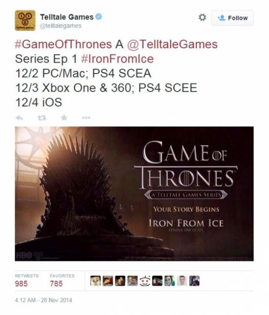Open enlarged image Telltale's Game of Thrones game drops on December 2 | TweakTown.com