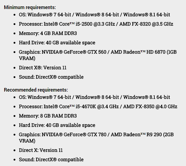 Dying Light system requirements