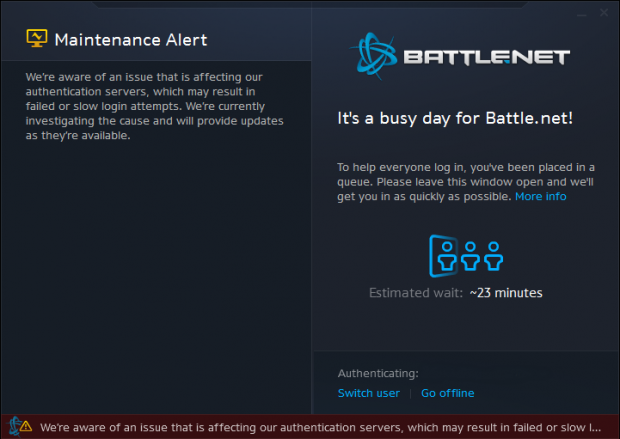 Blizzard's Battle.net servers are experiencing more login issues