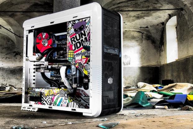 Gaming PC Side Panel Sticker Bomb. 