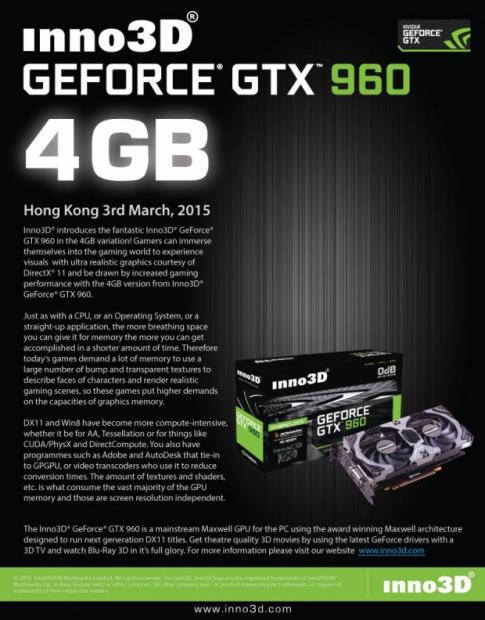 Evga Inno3d Reveal Geforce Gtx 960 Cards With 4gb Of Vram Tweaktown