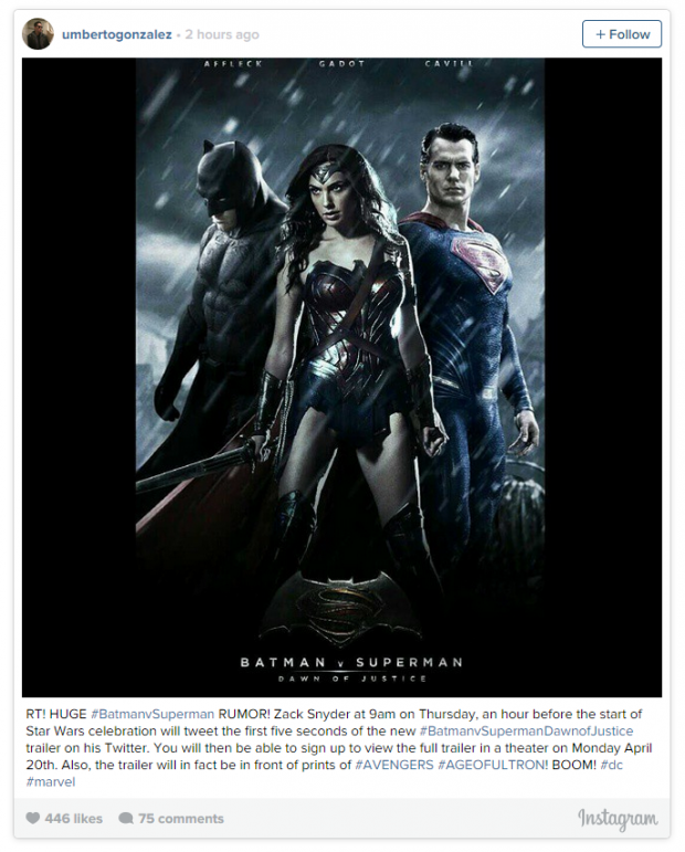 Batman v Superman trailer to drop on April 20, new footage this week