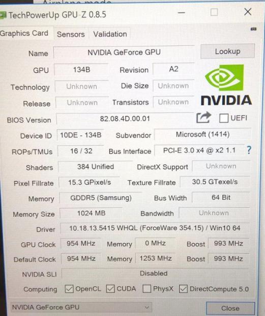 Surface Book GPU comparable to 940M includes 1GB RAM