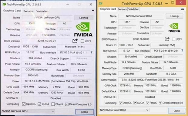 Surface Book GPU comparable to 940M includes 1GB RAM