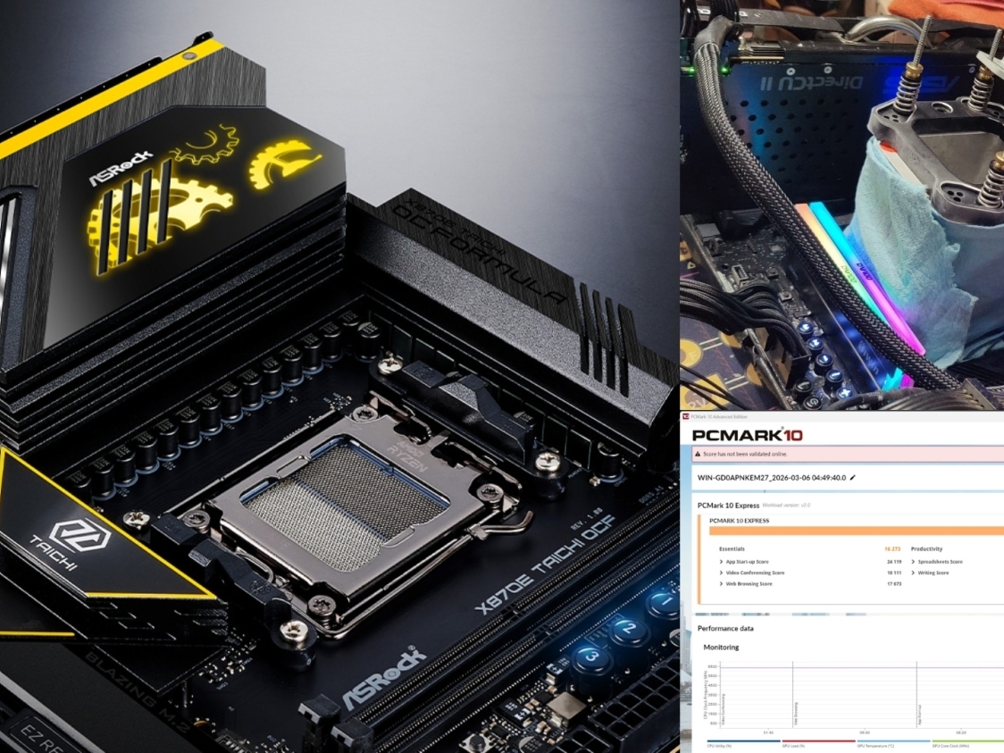 ASRock's X870E Taichi OCF motherboard and Ryzen 9 9950X3D set a