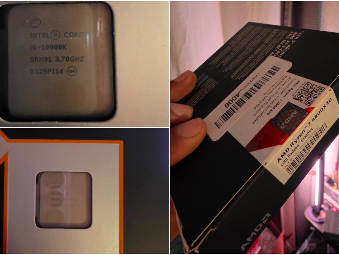 User receives Intel Core i9-10900K in sealed AMD Ryzen 7 9800X3D