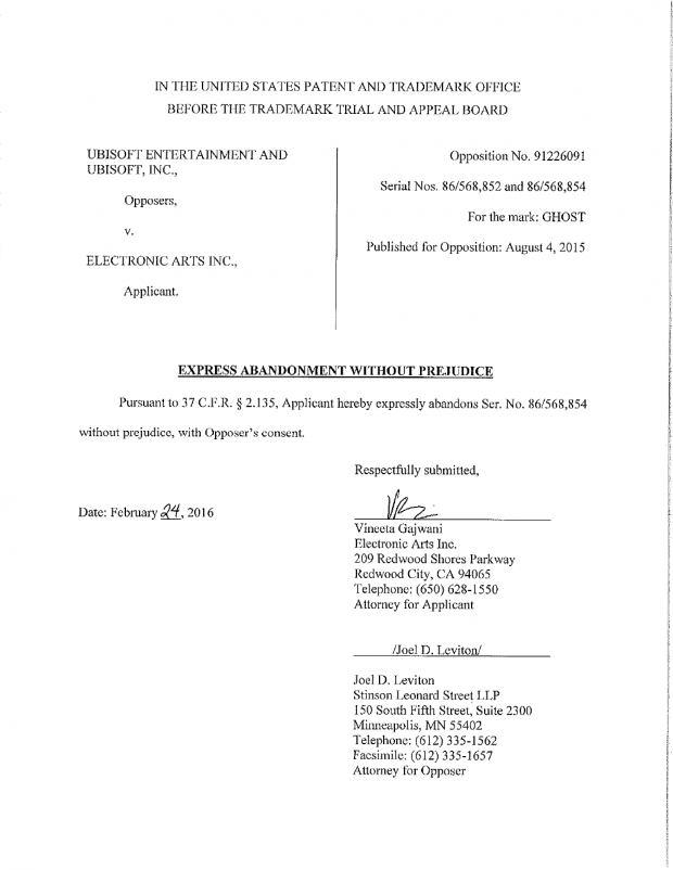 EA withdraws 'Ghost' trademark dispute, concedes to Ubisoft 2 EA withdraws 'Ghost' trademark dispute, concedes to Ubisoft 2