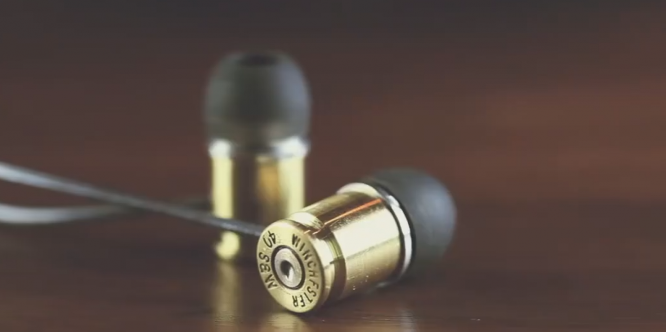 Spent bullet casings used to re-shell in-ear audio in this quick video