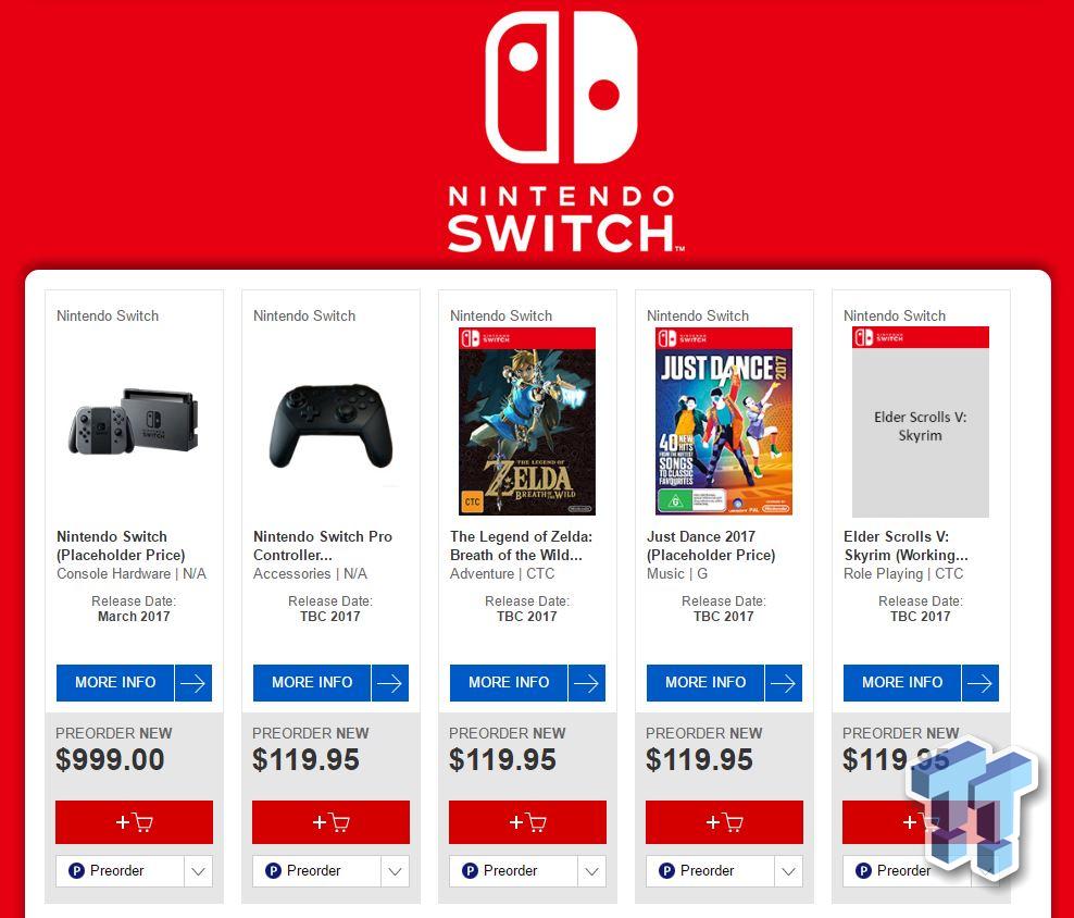 Open enlarged image Nintendo Switch pre-order priced at AUD$999 in Australia | TweakTown.com