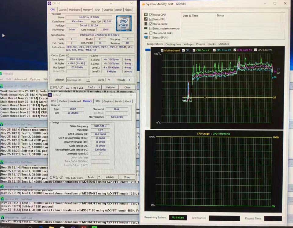 Open enlarged image 7700K overclocked to 5GHz, chip hits 100C 01