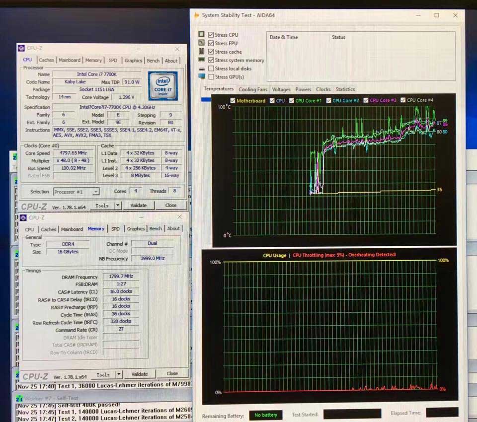 Open enlarged image 7700K overclocked to 5GHz, chip hits 100C 03