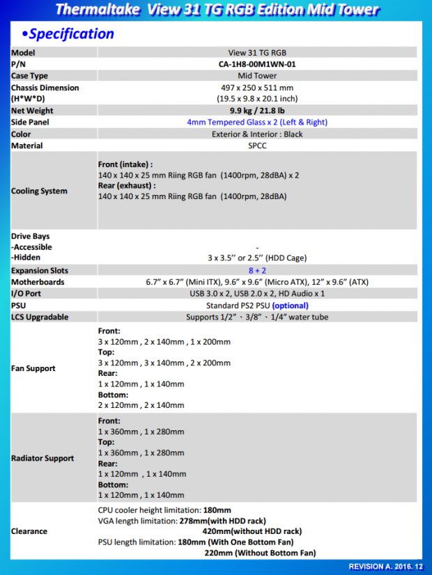 Thermaltake reveals new View 31 TG mid-tower chassis 7
